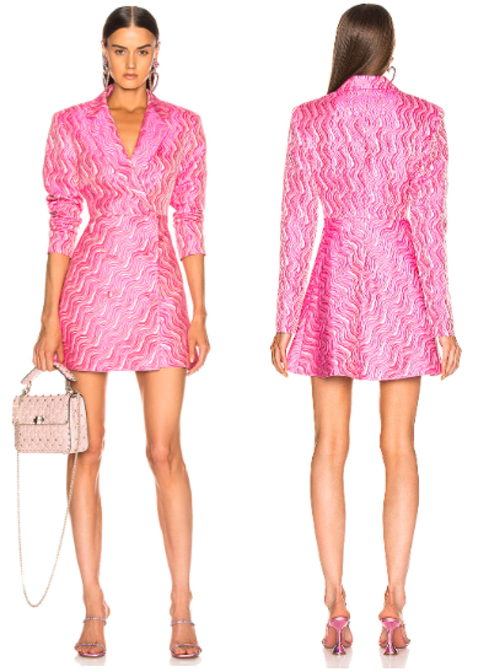 Rotate Long Sleeve Double Breasted Mini Blazer Dress Pink Carnation Women Size 4